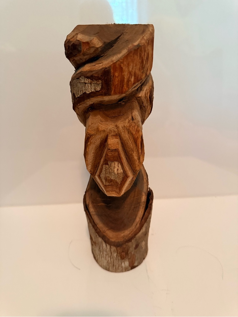 Hand-Carved Wooden Totem Sculpture - Natural Brown